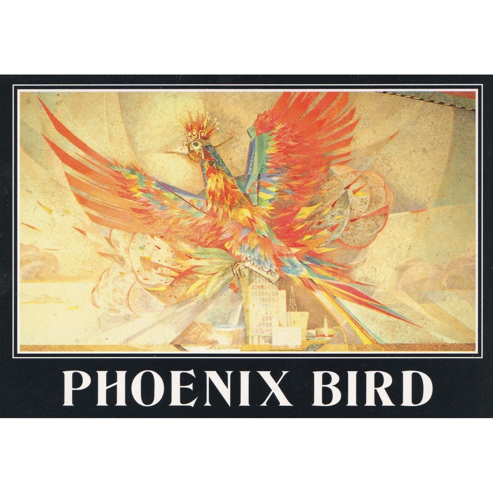 Phoenix Bird Sky Harbor Airport Postcard Coze Southwestern Aviation Mythical